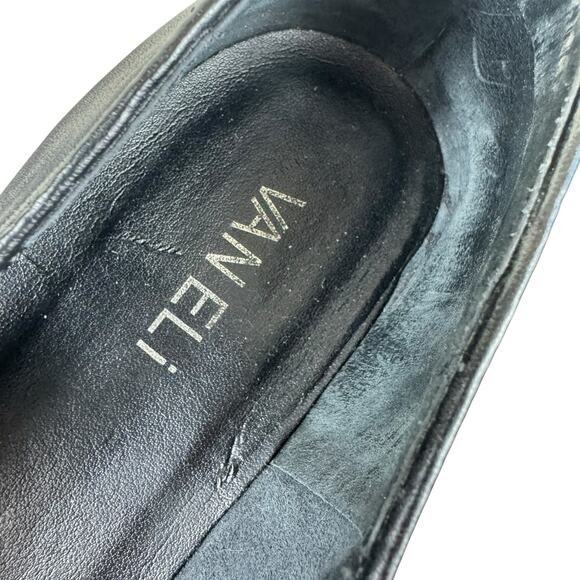 VAN ELi Black Colorful Striped Leather Cap Toe Slip On Block Low Heel Size 7.5 - Picture 8 of 9